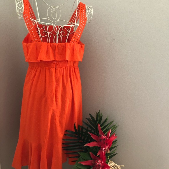 J. Crew Orange Eyelet Linen Midi Summer Dress - Picture 6 of 13